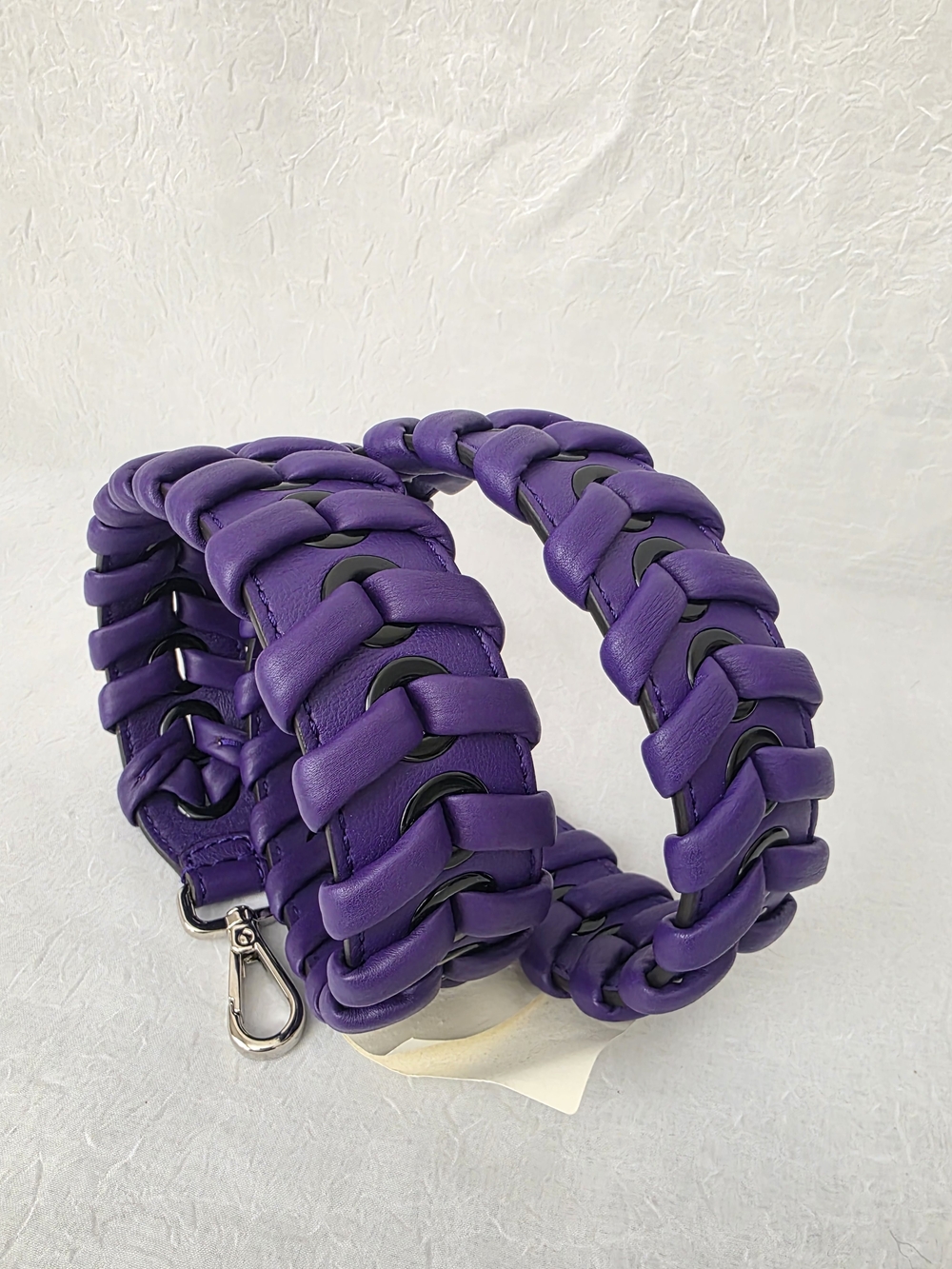 Auth Fendi Purple Braided Leather Strap